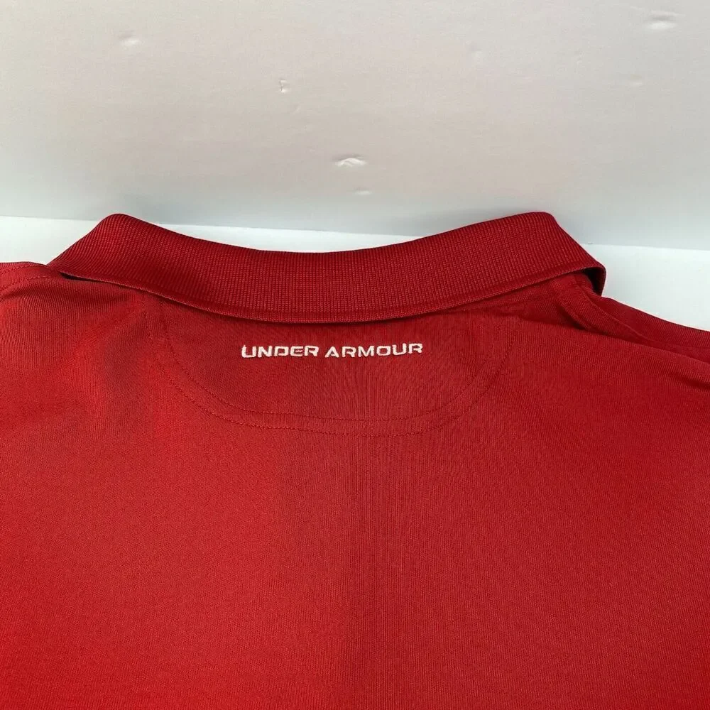 Under Armour Heatgear Loose Golf Polo Shirt Men's Size 2XL  Red Stretch Comfort - Picture 4 of 15